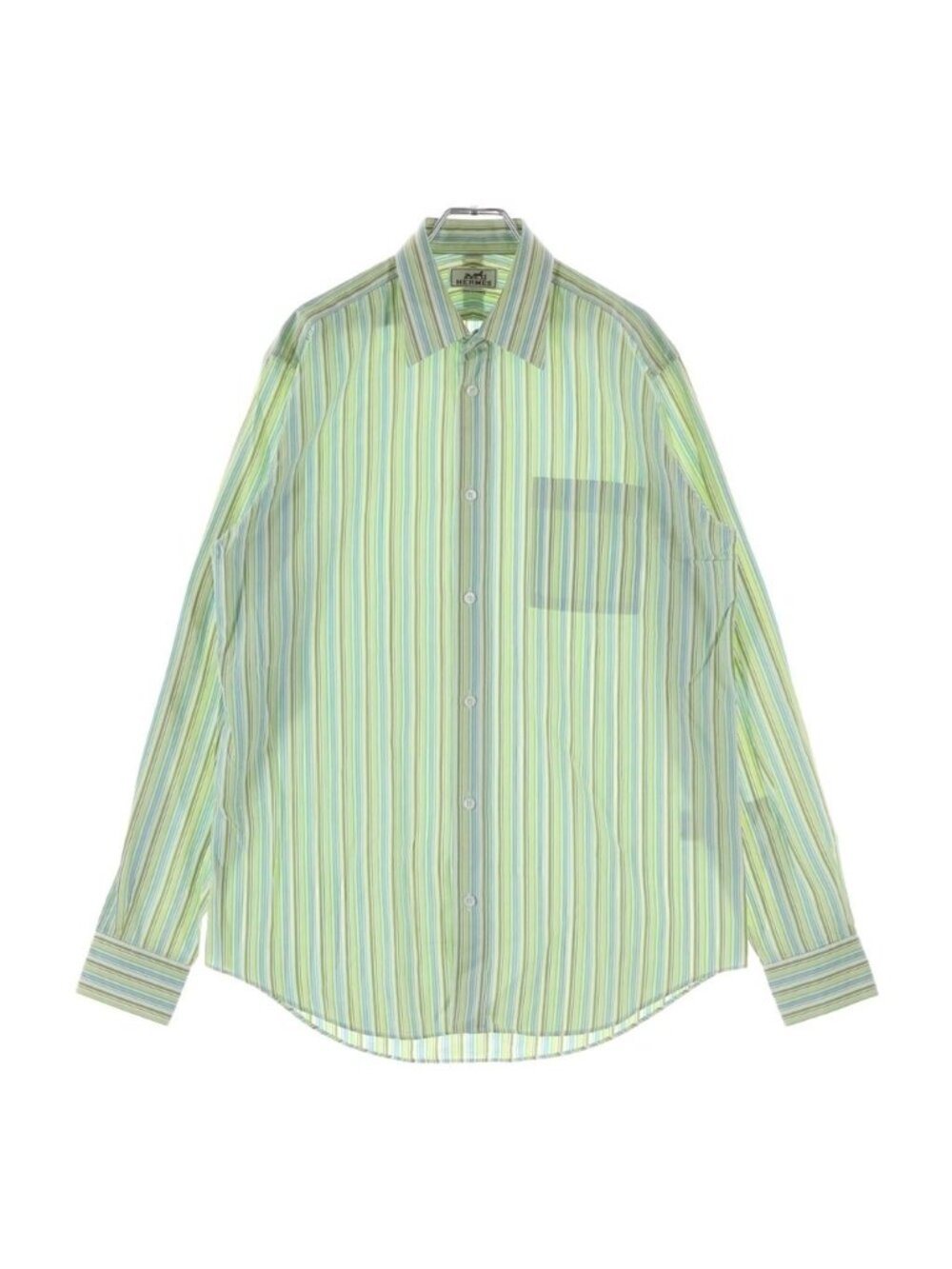 Hermes Cotton Striped Long Sleeve Shirt Light Green